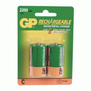 BATT.GP C  NIMH 2200 C (MIDDEL)/BLISTER OPLAADBAAR - OUTLET